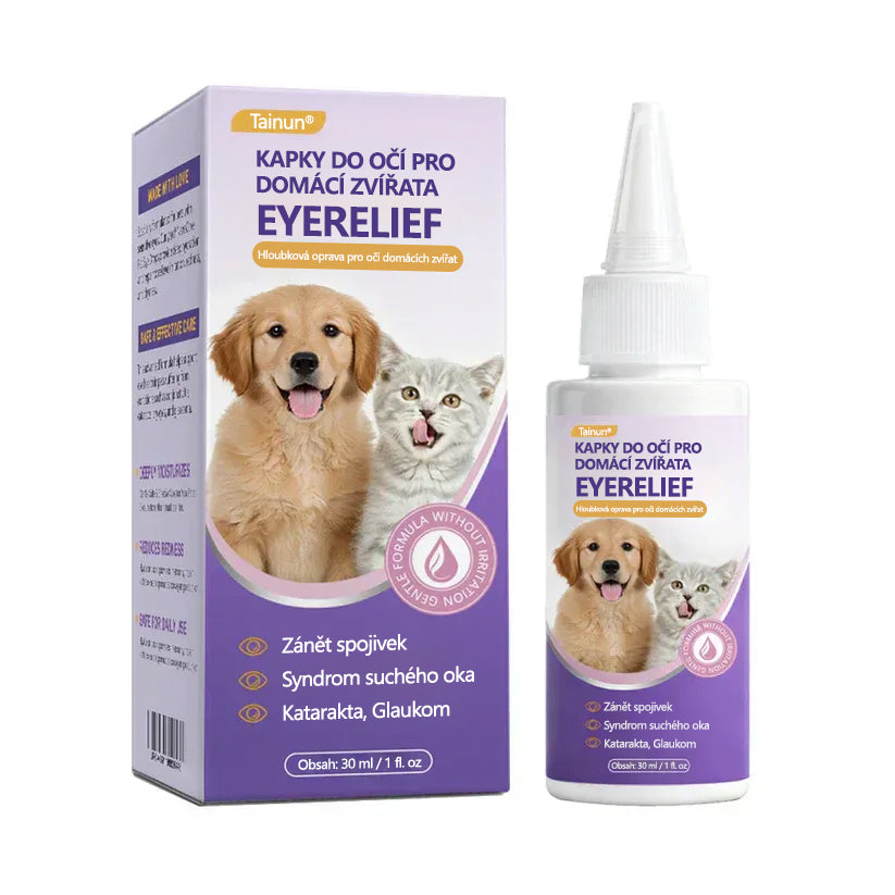 👀 Tainun® EyeRelief oční kapky pro mazlíčky ✅ Schváleno v CE | Rychlá úleva při zánětu spojivek, suchých očích, šedém zákalu a keratitidě 🐶🐱