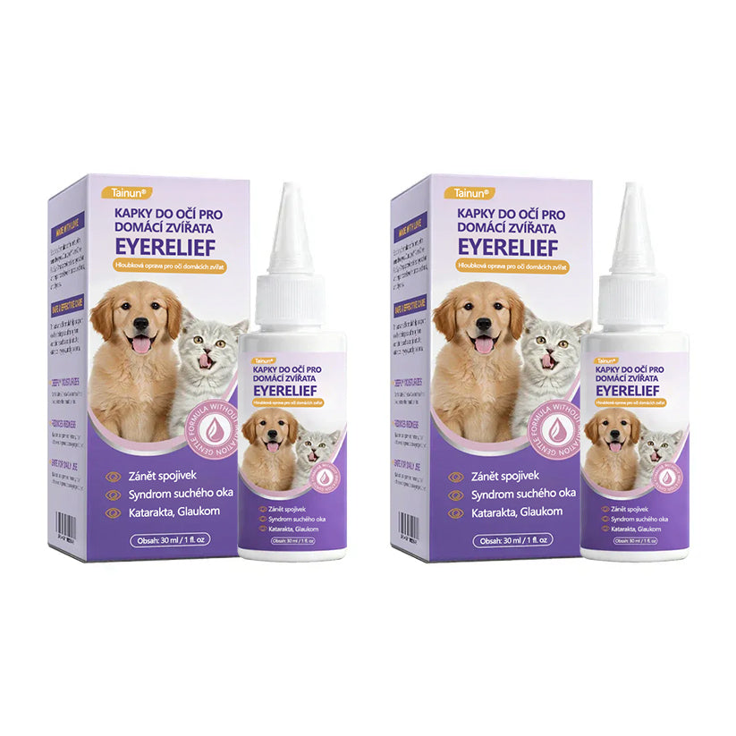 👀 Tainun® EyeRelief oční kapky pro mazlíčky ✅ Schváleno v CE | Rychlá úleva při zánětu spojivek, suchých očích, šedém zákalu a keratitidě 🐶🐱